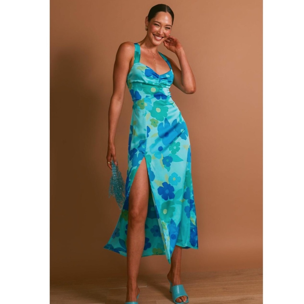 Show Me Your Mumu Blue Floral Midi Dress
